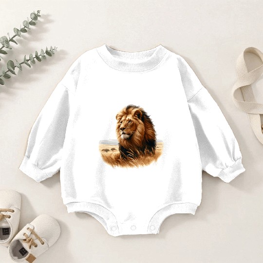 Realistic wildlife painting of a lion Baby Romper Sweatshirts