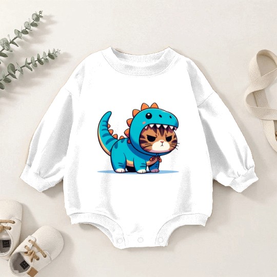 Grumpy Cat in Velociraptor Costume Baby Romper Sweatshirts