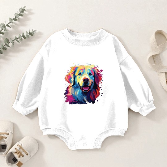 Watercolor Colorful Great Pyrenees Baby Romper Sweatshirts