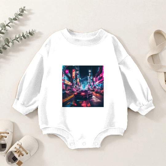 Vaporwave Tokyo Baby Romper Sweatshirts