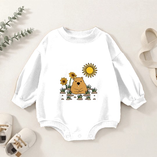 Happy Groundhog Day Animal Spirit Rodent Baby Romper Sweatshirts