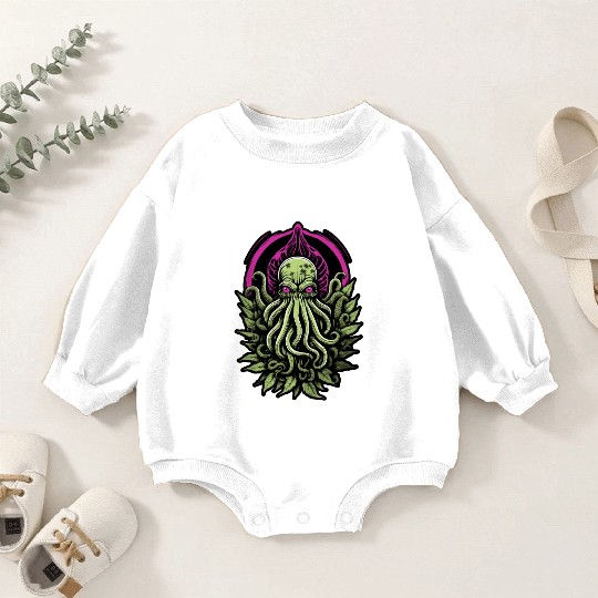 Colorful Cthulhu Baby Romper Sweatshirts with Marijuana Leaves