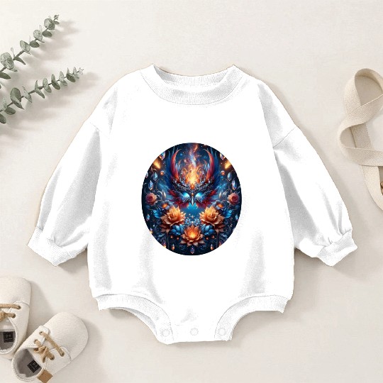 Phoenix Rebirth in Cosmic Bloom Baby Romper Sweatshirts