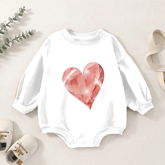 pink rose quartz crystal motif as a heart Baby Romper Sweatshirts