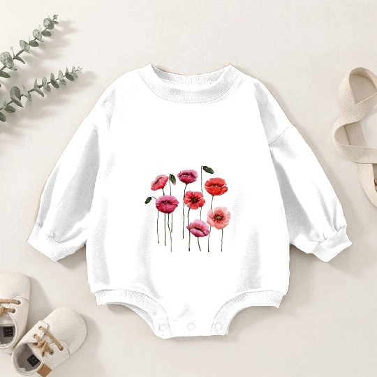Poppies, spring bloomers, summer, flower, vintage. Baby Romper Sweatshirts
