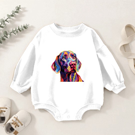 Watercolor Colorful Weimaraner Baby Romper Sweatshirts