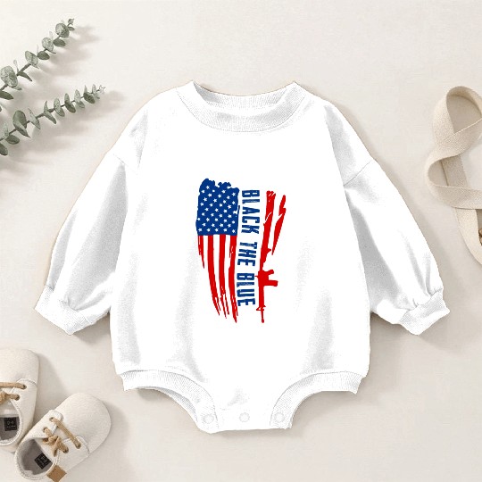 Black the blue American Oilfield USA Flag Baby Romper Sweatshirts
