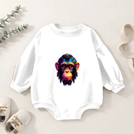 Geometric Style Chimpanzee Baby Romper Sweatshirts
