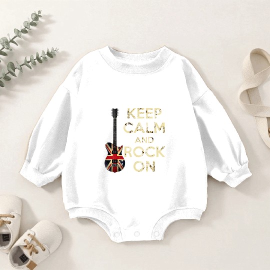 Keep Calm and Rock On Union Jack Guitar Baby Romper Sweatshirts