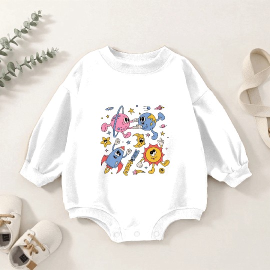 Solar System Planets Moon Sun Saturn Cute Groovy Baby Romper Sweatshirts
