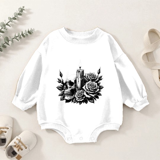 Gothic Skull and Roses Graphic Art Baby Romper Sweatshirts