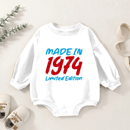 1970s Retro Color Block Baby Romper Sweatshirts Design 1974