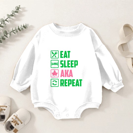 Eat Sleep AKA Repeat Alpha Kappa Alpha Womens Gift Baby Romper Sweatshirts