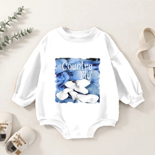Country Fly Blue Hydrangea Watercolor Clothing Baby Romper Sweatshirts