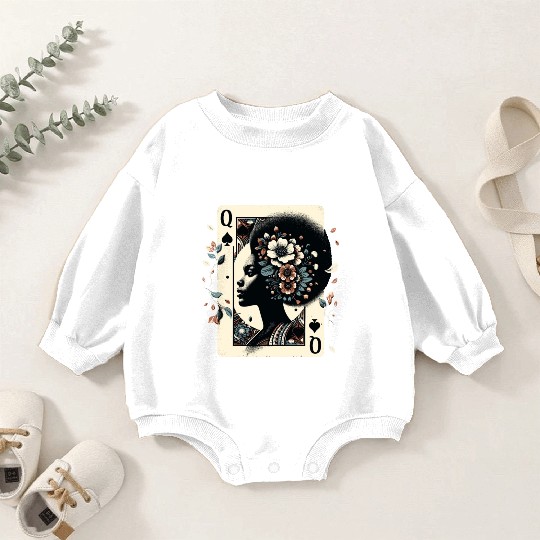 Black Queen Poker Tarot Card African American Baby Romper Sweatshirts