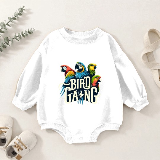 Bird Gang Parrot Funny Birder Flock Owner Macaw Baby Romper Sweatshirts