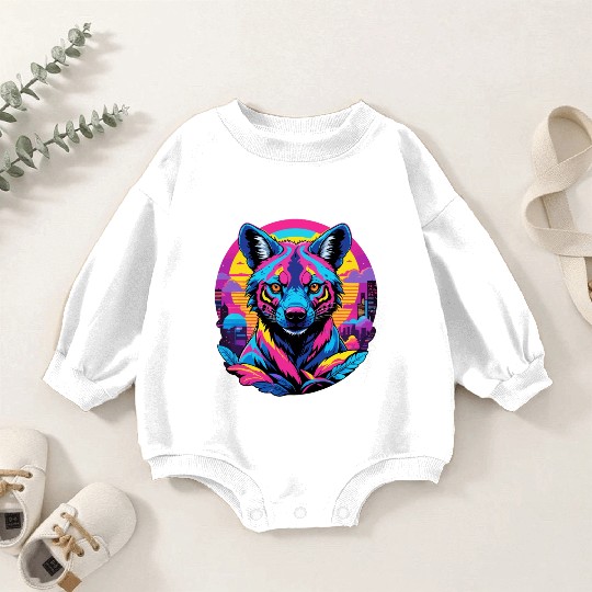 Neon Wild - Urban Hyena Portrait Baby Romper Sweatshirts