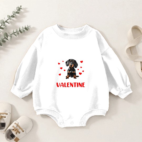 dachshund is my valentine, dog valentines Baby Romper Sweatshirts