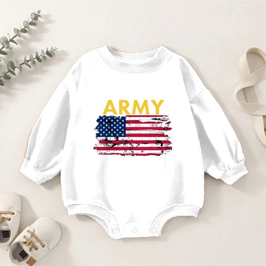 US Army and the tattered old flag Baby Romper Sweatshirts