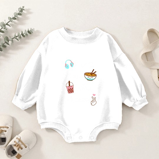 Kawaii K-Pop Ra Boba Bubble Tea K-Drama Baby Romper Sweatshirts