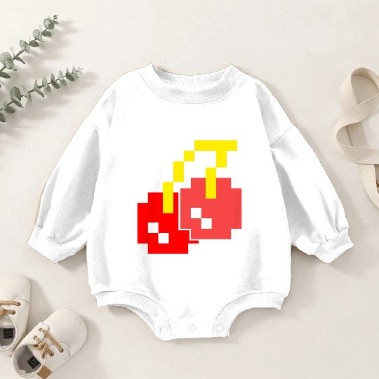 8 Bit Pixel Cherries 80s Video Game Halloween Baby Romper Sweatshirts