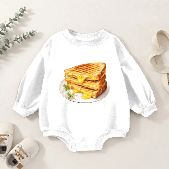 Plate of Grilled Cheese Sandwich Baby Romper Sweatshirts