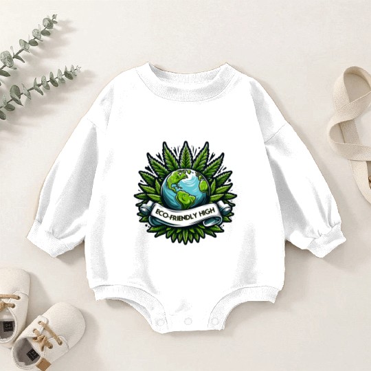 "Eco-Friendly High": Earth & Cannabis Unity Baby Romper Sweatshirts