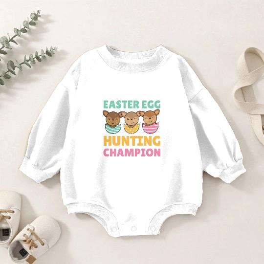 Sweet Deer At Easter With Easter Eggs Deer Baby Romper Sweatshirts