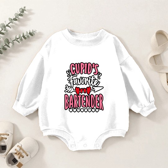 Cupid's Favorite Bartender Valentines Day Matching Baby Romper Sweatshirts