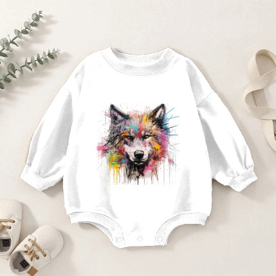Grafitti Wolf Baby Romper Sweatshirts