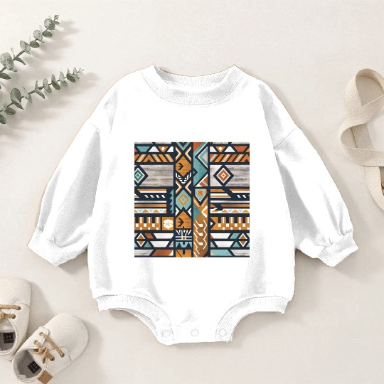 Urban Tribal Pattern - Aztec - Concrete and Wood Baby Romper Sweatshirts