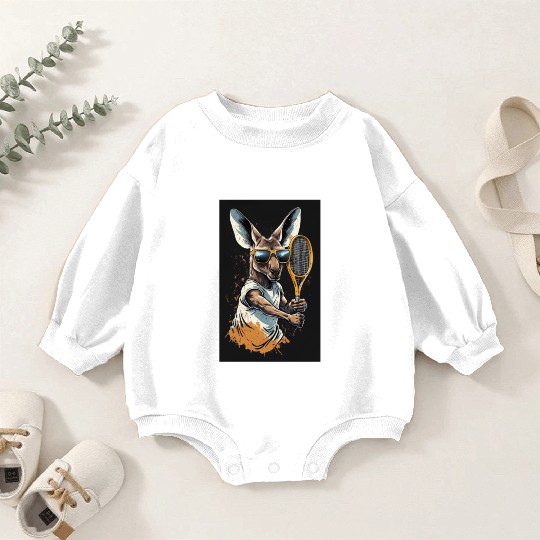 Kangaroo play tennis Baby Romper Sweatshirts