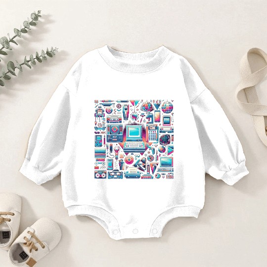 90s Tech & Pop Culture Baby Romper Sweatshirts