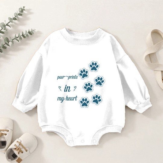 paw prints in my heart Baby Romper Sweatshirts