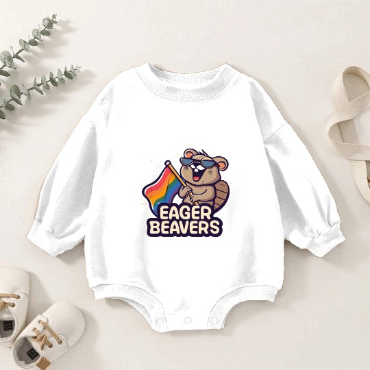 Eager Beavers with Pride LGBT Flag Baby Romper Sweatshirts