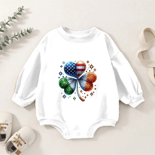 Irish American Flag ST PATRICKS DAY Baby Romper Sweatshirts