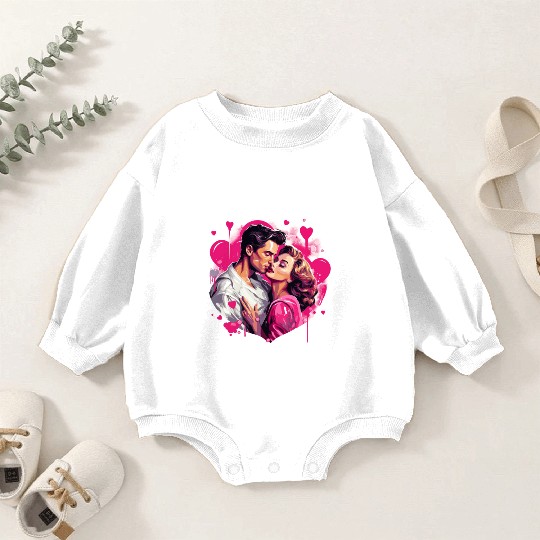 Valentine's Day, Hollywood Lovers Vintage Poster Baby Romper Sweatshirts