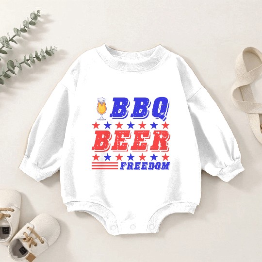 BBQ Barbeque - BBQ Beer Freedom Baby Romper Sweatshirts