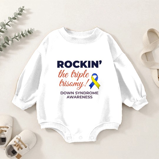Down Syndrome Awareness Triple Trisomy Rock Baby Romper Sweatshirts