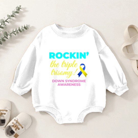 Down Syndrome Awareness Triple Trisomy Rock Baby Romper Sweatshirts