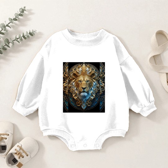 1920s Art Deco lion, gold Baby Romper Sweatshirts
