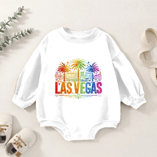 RAINBOW VIBRANT NEON LIGHTS ILLUMINATE LAS VEGAS Baby Romper Sweatshirts