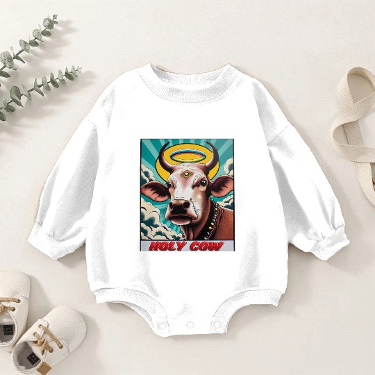 Holy Cow Humor Funny Comics Baby Romper Sweatshirts