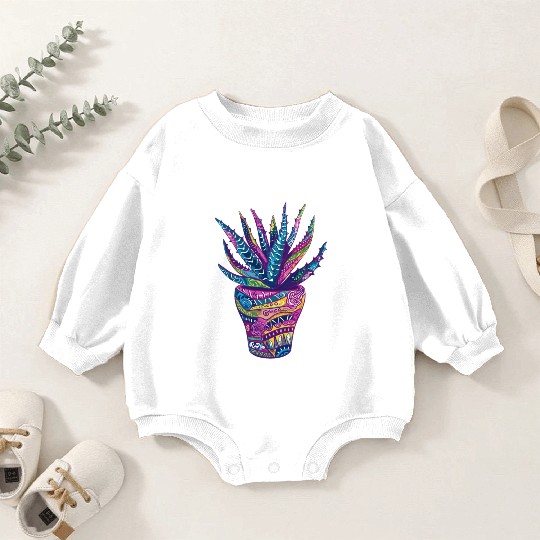 Psychedelic Aloe Vera Succulent Plant Garden Baby Romper Sweatshirts