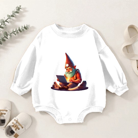 A Father's Day Gnome as a tech-savvy dad Baby Romper Sweatshirts