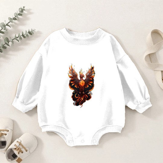 Fiery Phoenix Tattoo Design - Flight of Rebirth Baby Romper Sweatshirts