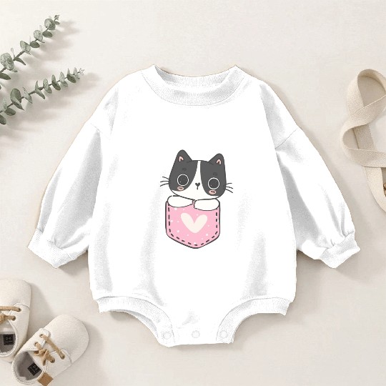 Cute Cat in the pocket Baby Romper Sweatshirts