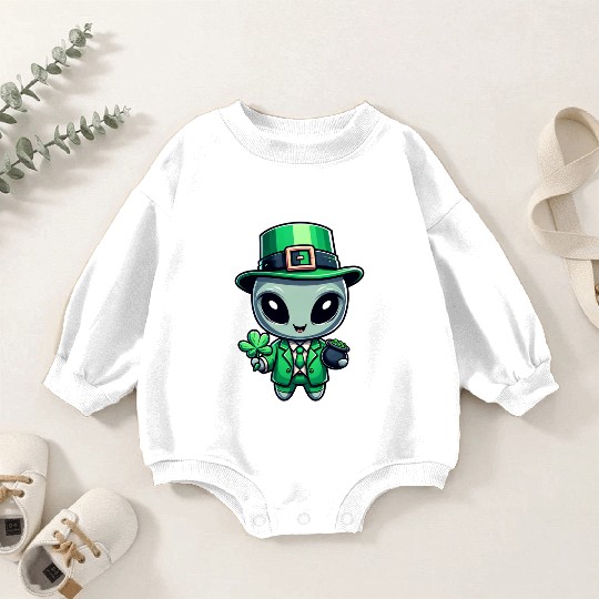 St. Patrick's Day Alien Extraterrestrial Baby Romper Sweatshirts