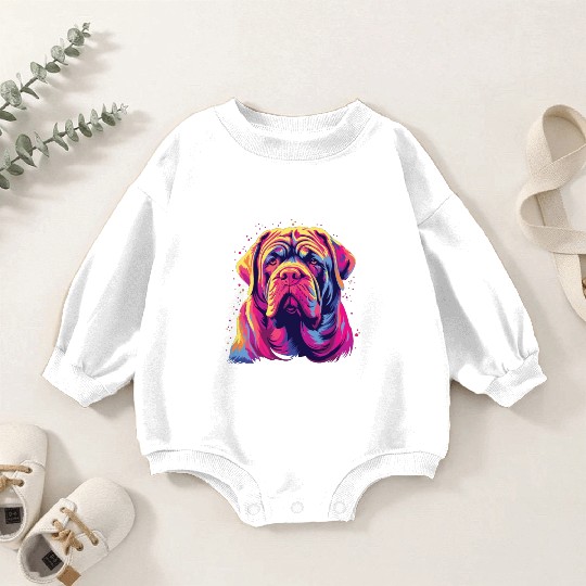 Watercolor Colorful Neapolitan Mastiff Baby Romper Sweatshirts