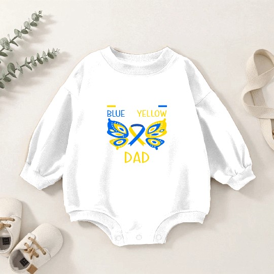 I Wear Blue Yellow Dad Down Syndrome Awareness Baby Romper Sweatshirts